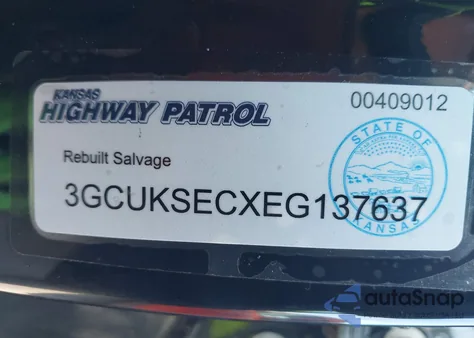 2014 Chevrolet Silverado 1500 2Lz z USA, uszkodzony, nr VIN 3GCUKSECXEG137637